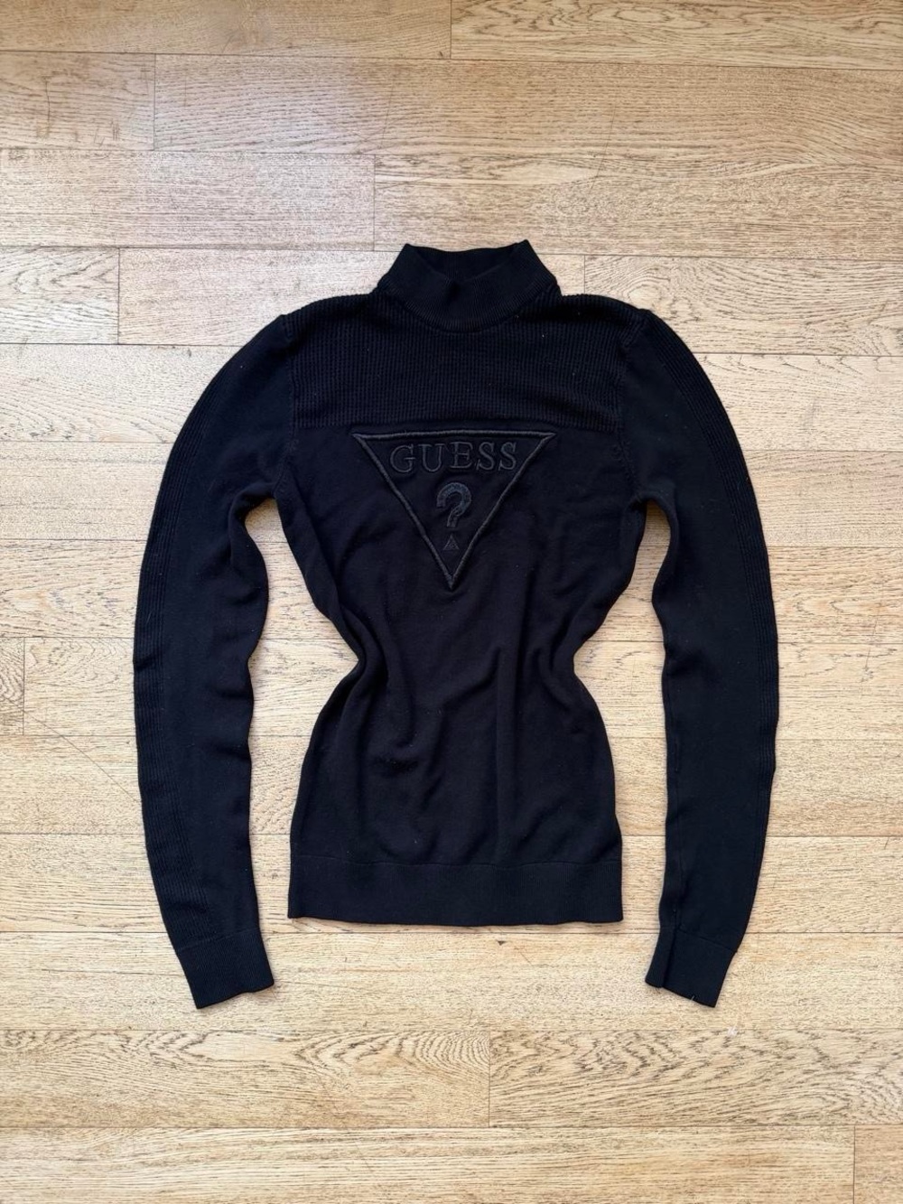 Y2K Guess Los Angeles Black Logo Turtleneck Sweater 2000s